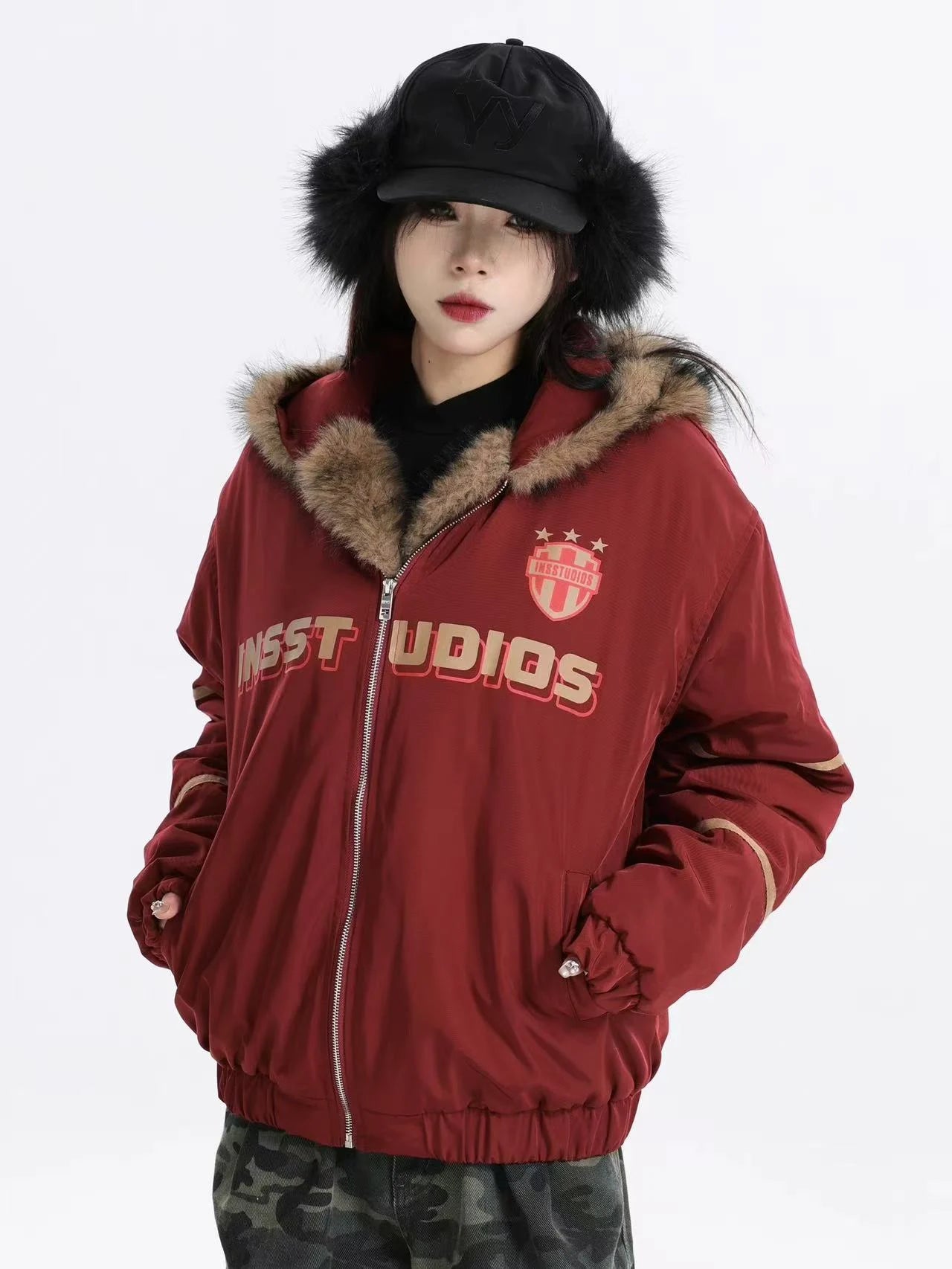 Oversized Plush Hooded Puffer   OL1975