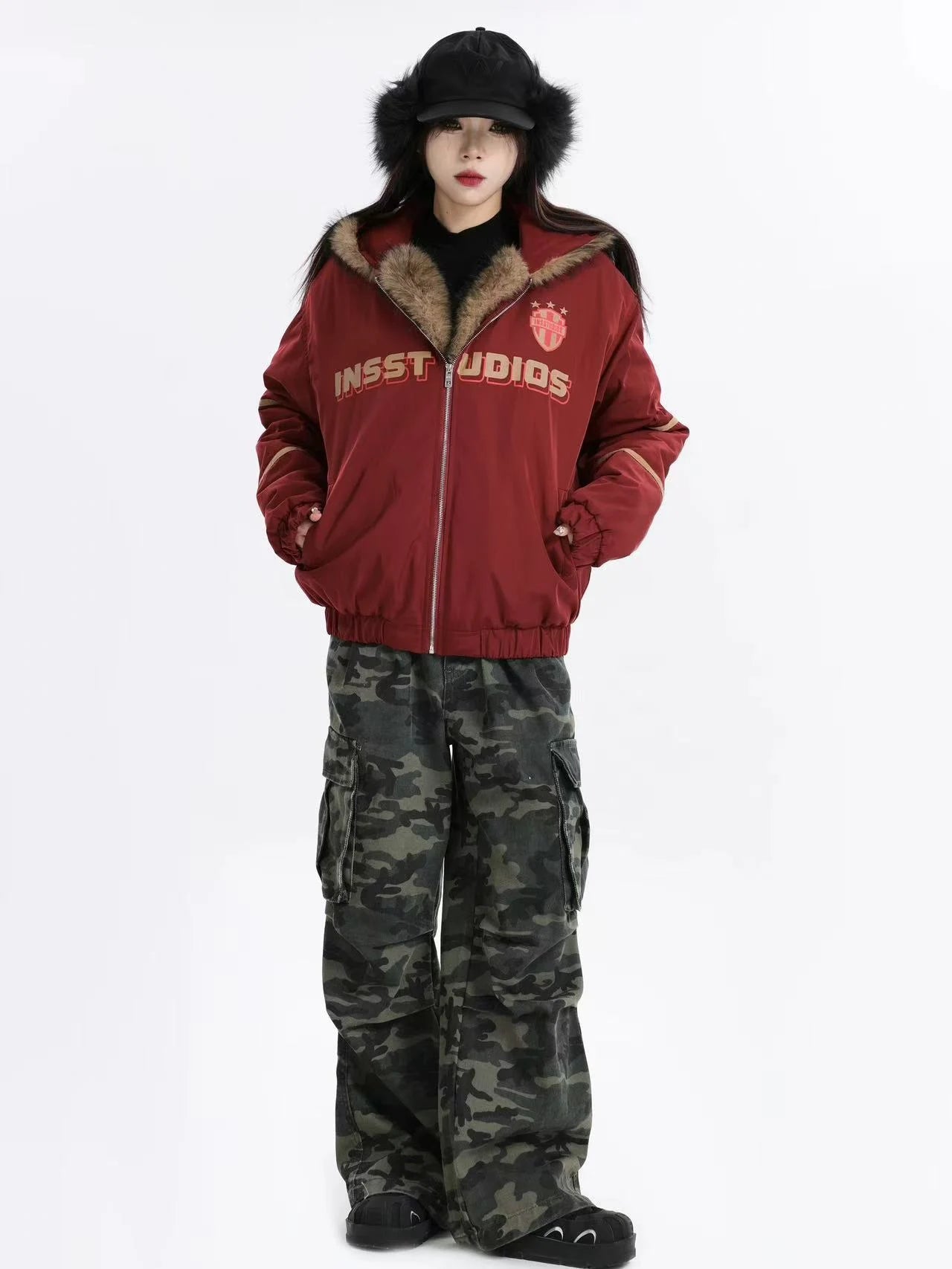 Oversized Plush Hooded Puffer   OL1975