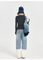 Dual-Layer Knit Top with Contrast Detail   OL1984