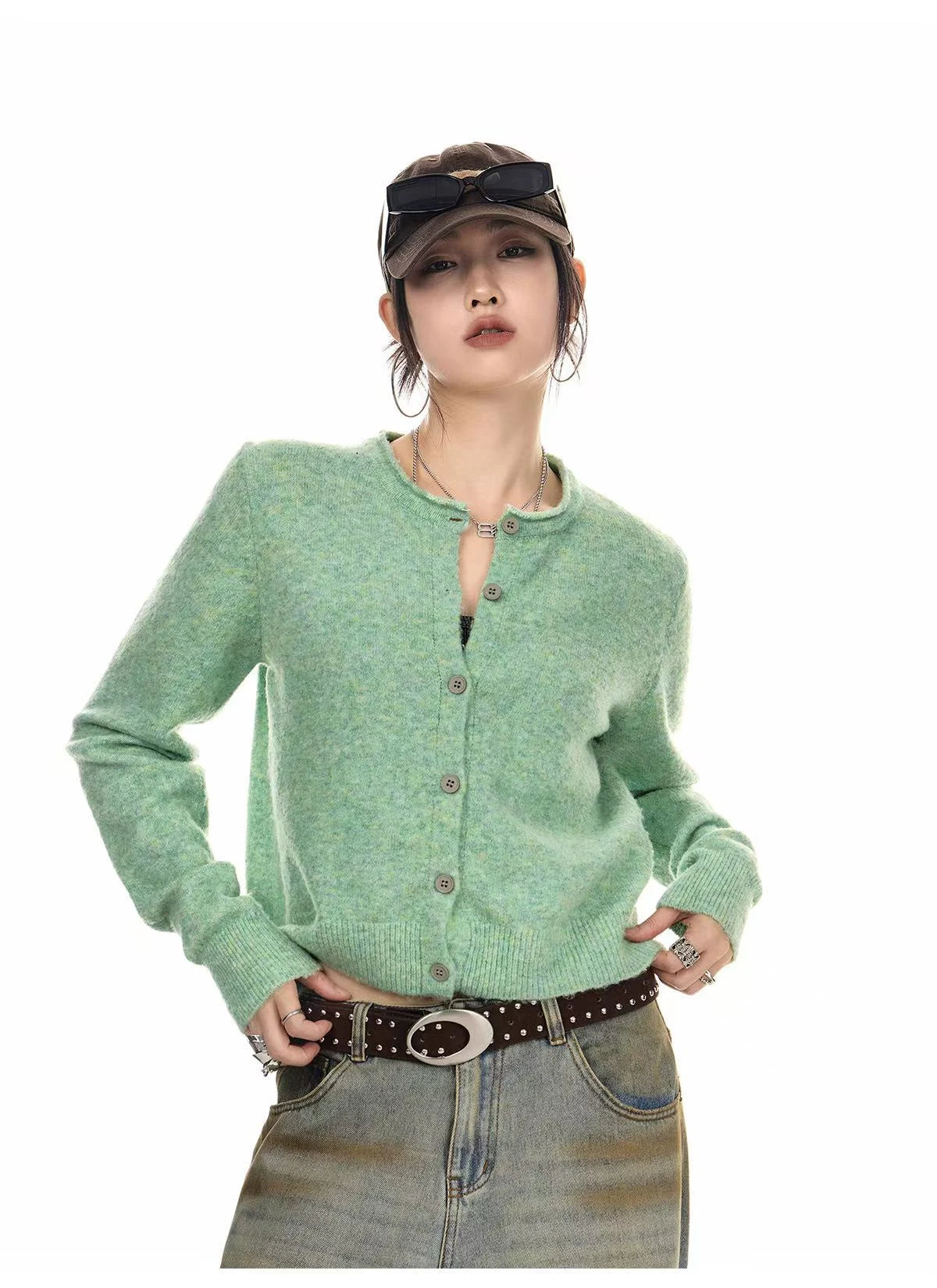 Mint Crop Knit Cardigan   OL1986