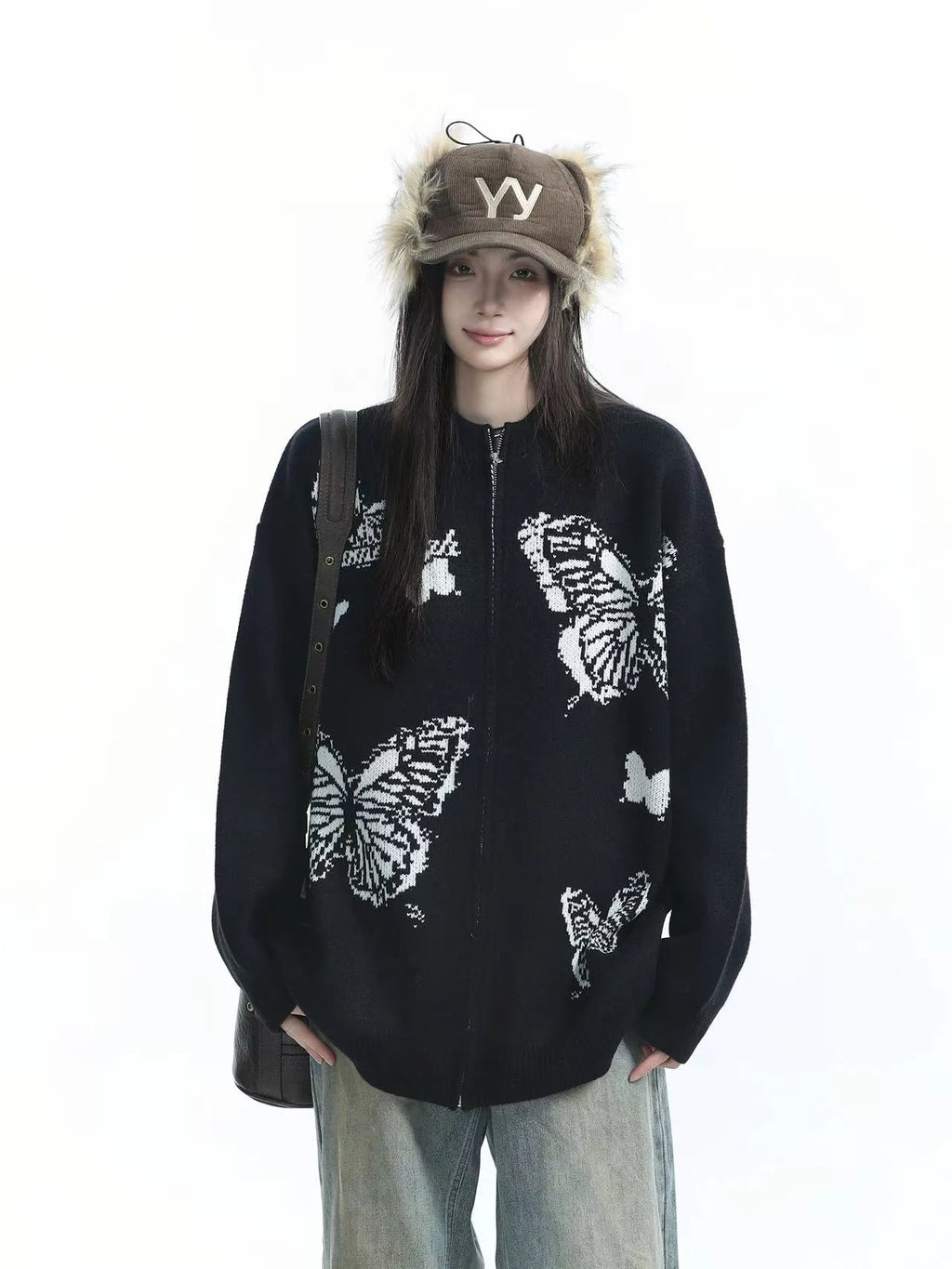 Butterfly Knit Cardigan with Relaxed Silhouette   OL1988