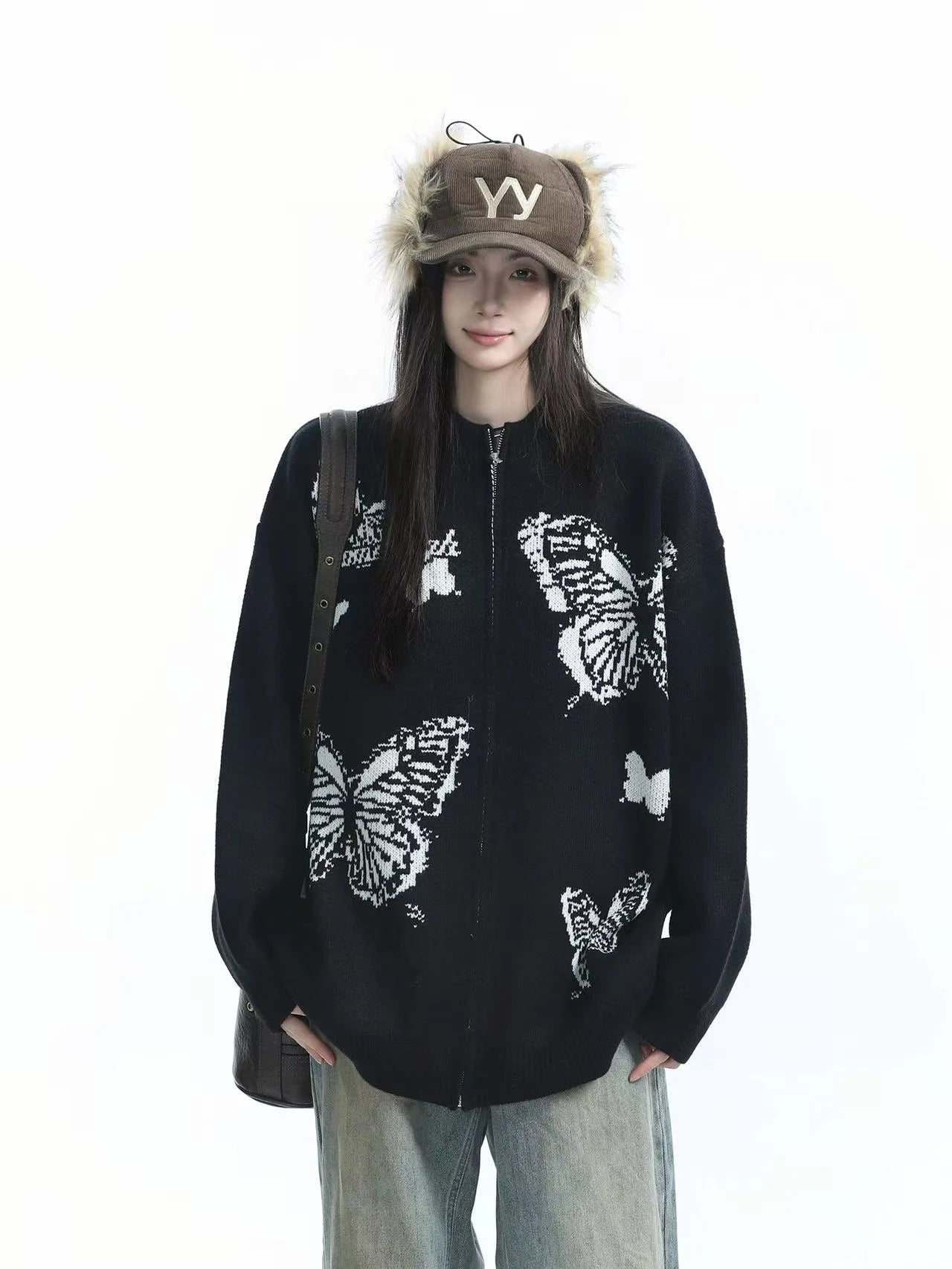 Butterfly Knit Cardigan with Relaxed Silhouette   OL1988