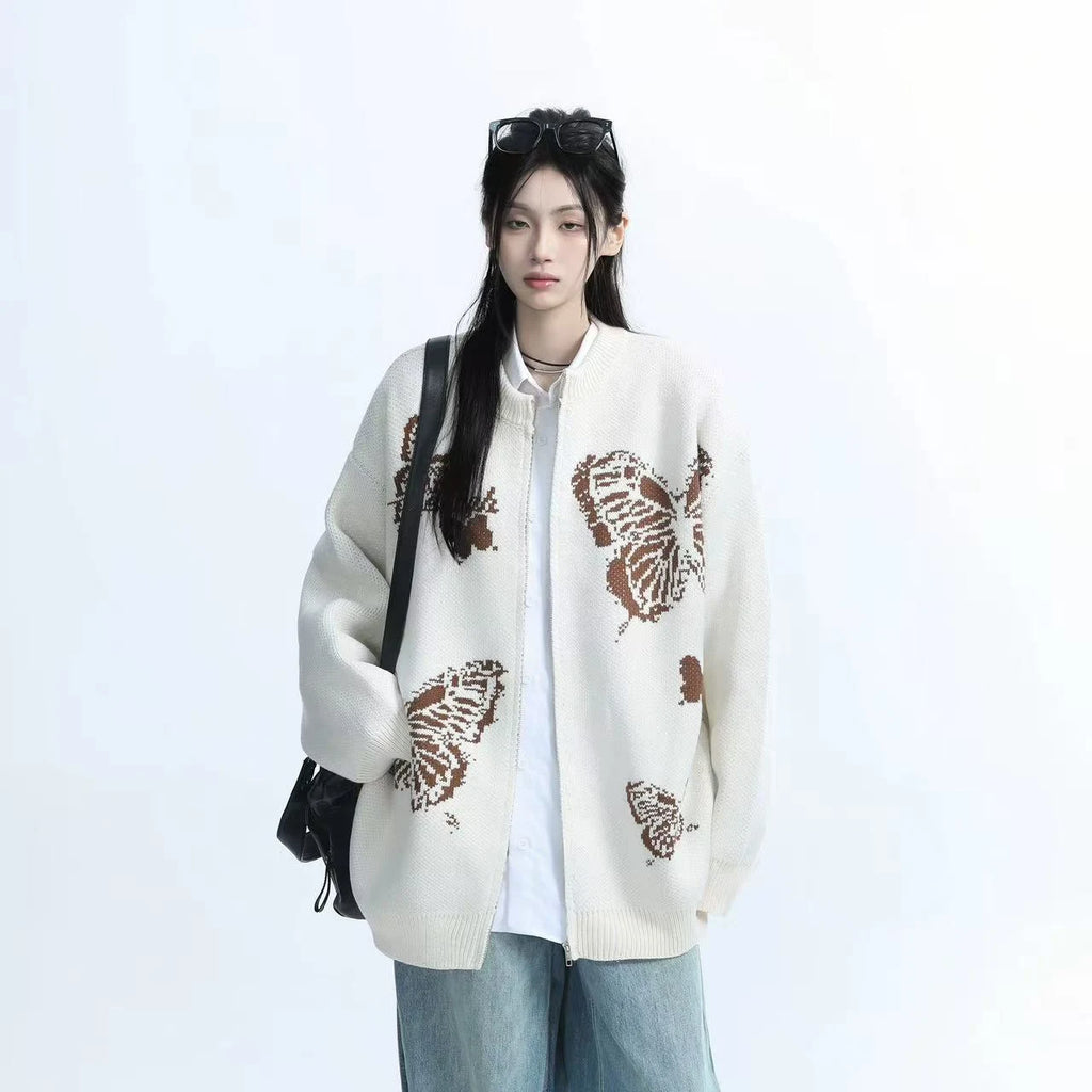 Butterfly Knit Cardigan with Relaxed Silhouette   OL1988