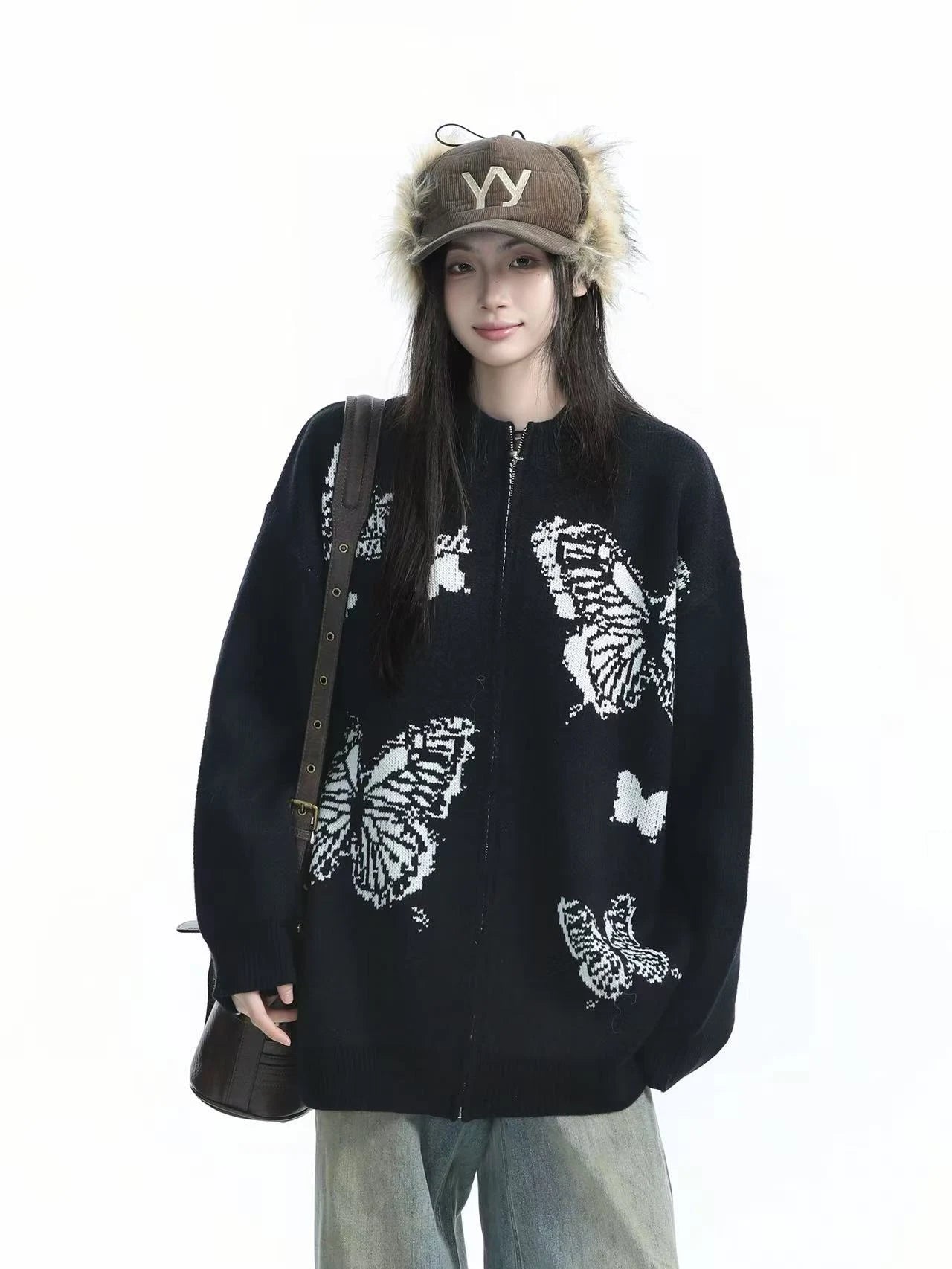 Butterfly Knit Cardigan with Relaxed Silhouette   OL1988