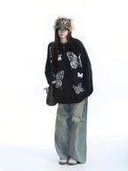 Butterfly Knit Cardigan with Relaxed Silhouette   OL1988