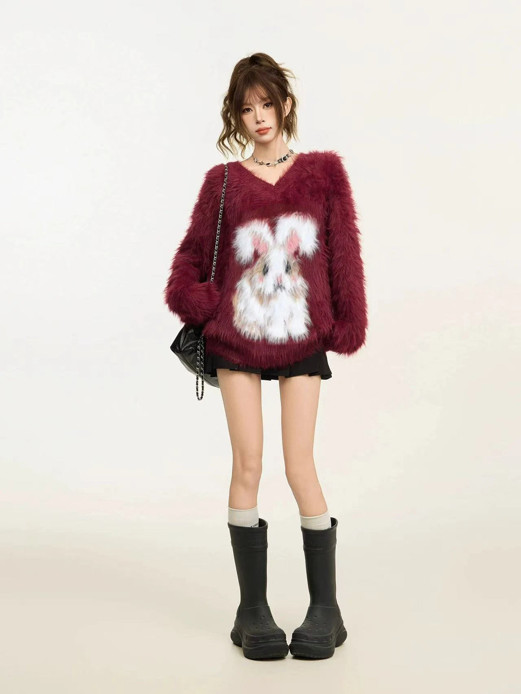 Cozy Mohair V-Neck Knit Sweater   OL1994