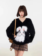 Cozy Mohair V-Neck Knit Sweater   OL1994
