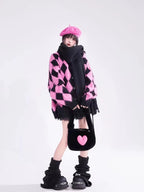 Soft Diamond Knit Mohair Cardigan   OL1999