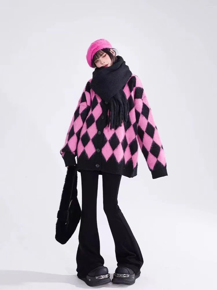 Soft Diamond Knit Mohair Cardigan   OL1999