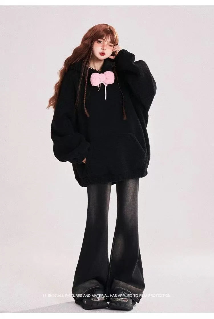 Bow Wing Plush Hoodie   OL2000