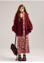 Striped Knit Bodycon Dress with Contrast Design   OL2001