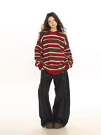 Striped Crewneck Knit Sweater   OL2005