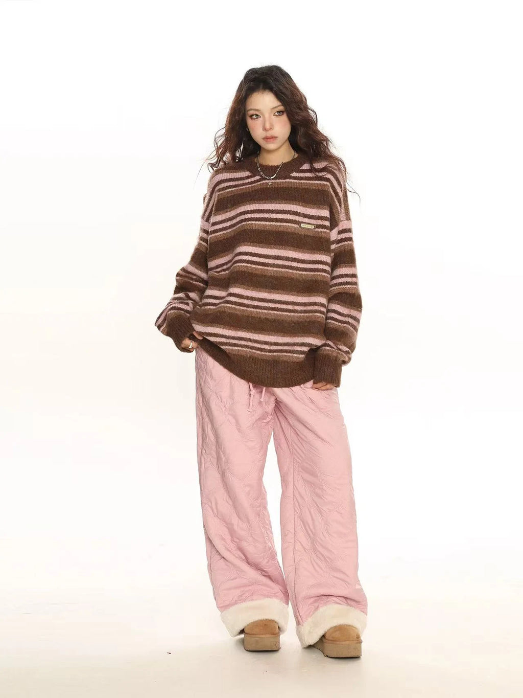 Striped Crewneck Knit Sweater   OL2005