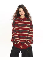 Striped Crewneck Knit Sweater   OL2005