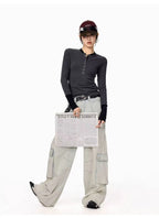 Vintage Layered Henley Long Sleeve Top   OL2010