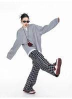 Waffle Knit Henley Relaxed Sweat Top   OL2011