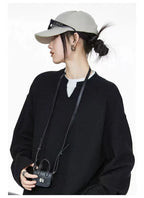 Waffle Knit Henley Relaxed Sweat Top   OL2011