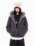 Striped Bunny Hood Fleece Lined Hoodie   OL2012
