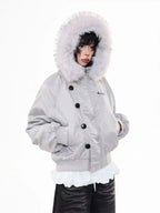 Vintage Embroidered Fur Hood Parka Jacket   OL2013