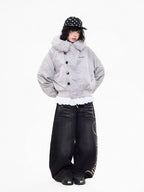 Vintage Embroidered Fur Hood Parka Jacket   OL2013