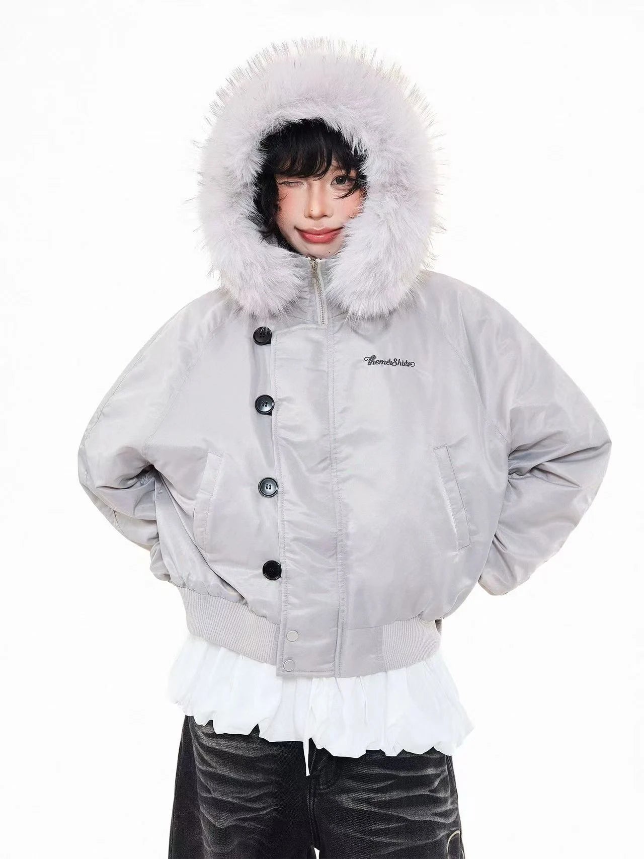 Vintage Embroidered Fur Hood Parka Jacket   OL2013