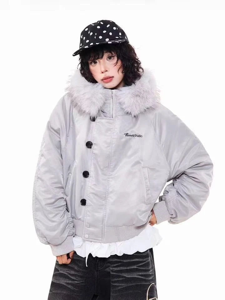 Vintage Embroidered Fur Hood Parka Jacket   OL2013