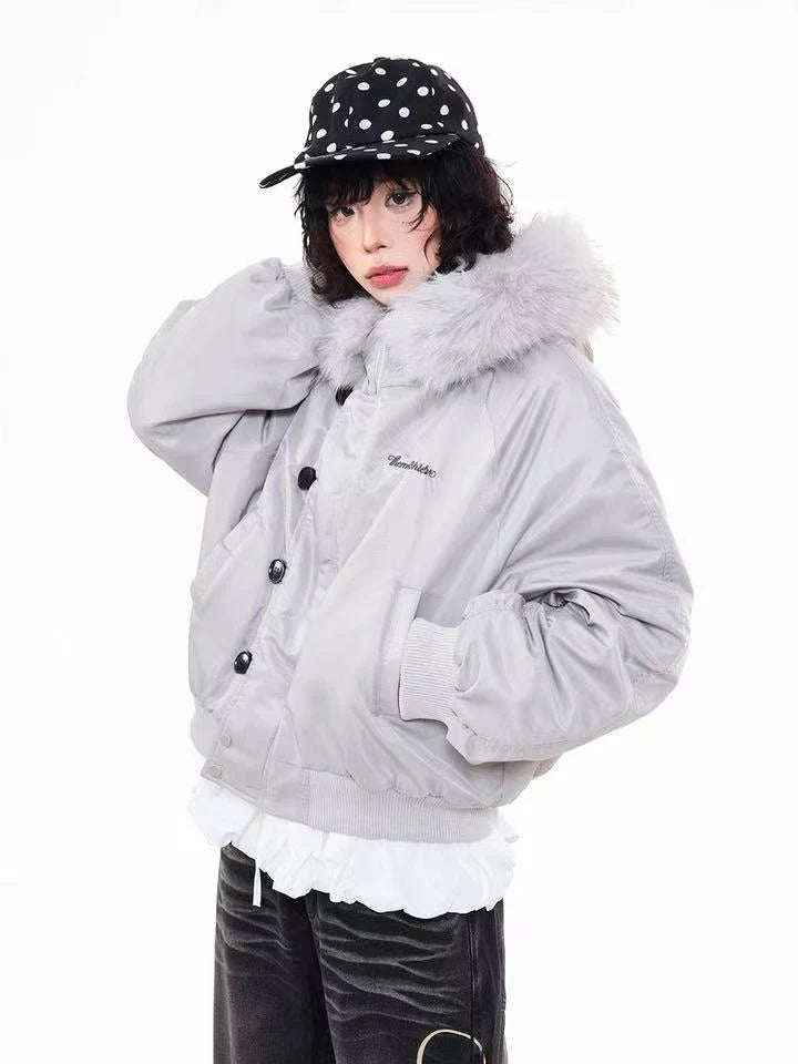 Vintage Embroidered Fur Hood Parka Jacket   OL2013