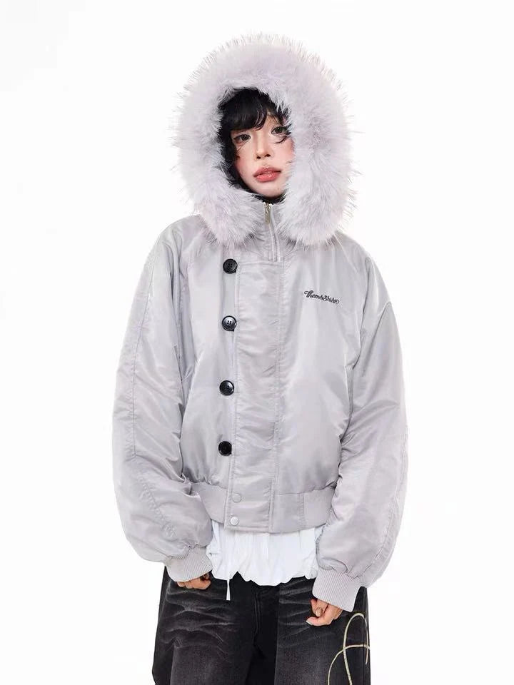 Vintage Embroidered Fur Hood Parka Jacket   OL2013