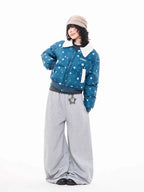 Star Puffer Jacket with Faux-Fur Collar   OL2009