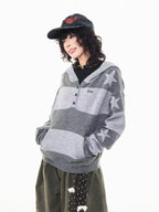 Retro Star Striped Hoodie Knit   OL2016
