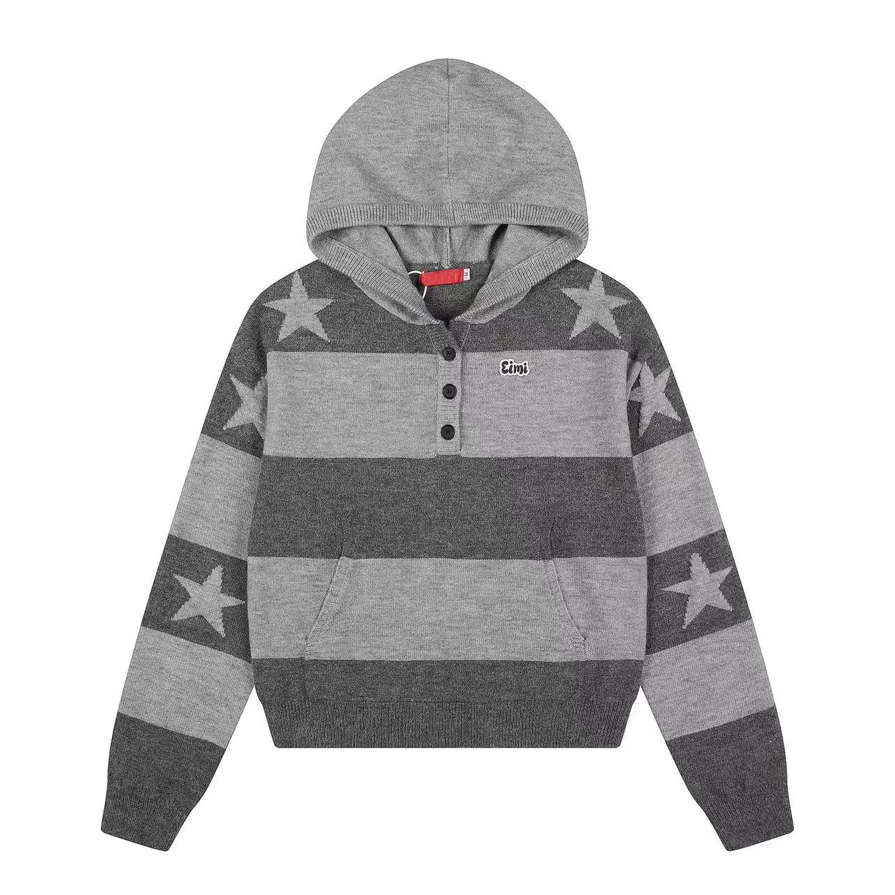 Retro Star Striped Hoodie Knit   OL2016