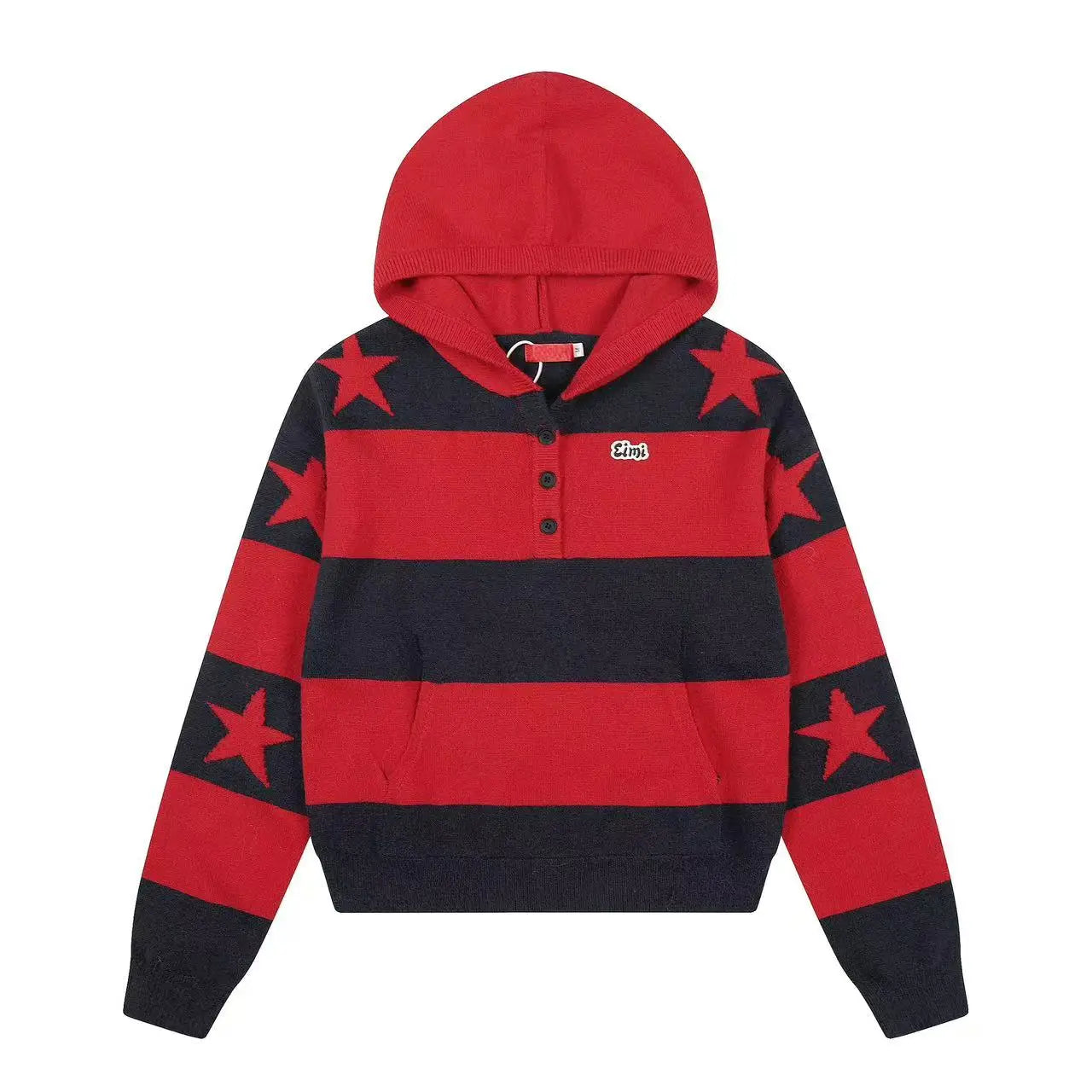Retro Star Striped Hoodie Knit   OL2016