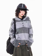 Retro Star Striped Hoodie Knit   OL2016