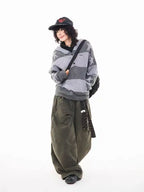 Retro Star Striped Hoodie Knit   OL2016