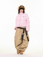 Star Print Stand Collar Puffer Jacket   OL2017