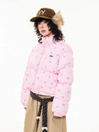 Star Print Stand Collar Puffer Jacket   OL2017