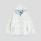 Vintage Star Print Fleece Zip Hoodie  OL2019