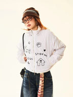 Reversible Dog Doodle Fleece Puffer Jacket   OL2024