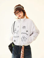 Reversible Dog Doodle Fleece Puffer Jacket   OL2024