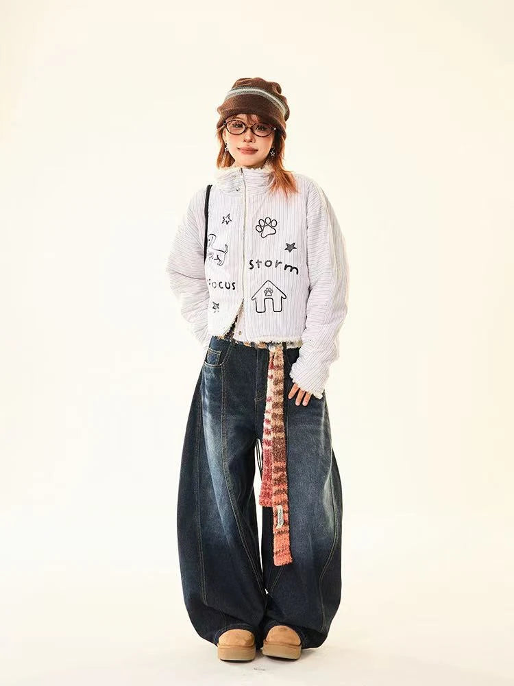 Reversible Dog Doodle Fleece Puffer Jacket   OL2024