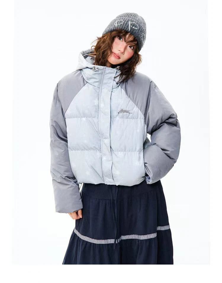 Colorblock Star Puffer Hoodie   OL2027