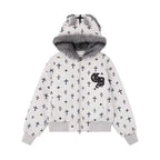 Vintage Suede Cross Faux-Fur Hooded Puffer   OL2028