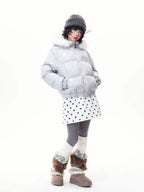 Star Print Faux Fur Hooded Puffer Jacket   OL2029