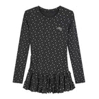 Floral Print Ruffled Hem Fitted Long Sleeve Top   OL2030