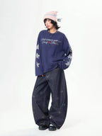 Rhinestone Star Letter Long Sleeve Tee   OL2039