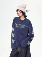 Rhinestone Star Letter Long Sleeve Tee   OL2039