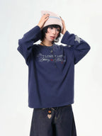 Rhinestone Star Letter Long Sleeve Tee   OL2039