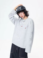 Rhinestone Star Letter Long Sleeve Tee   OL2039