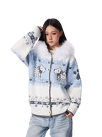 Dog Jacquard Hooded Cardigan   OL2042