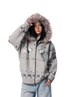 Dog Jacquard Hooded Cardigan   OL2042